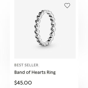 Pandora band of hearts ring